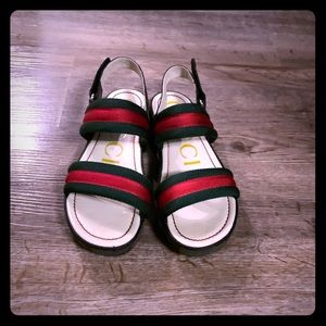 Boys Gucci Green Web Sandals